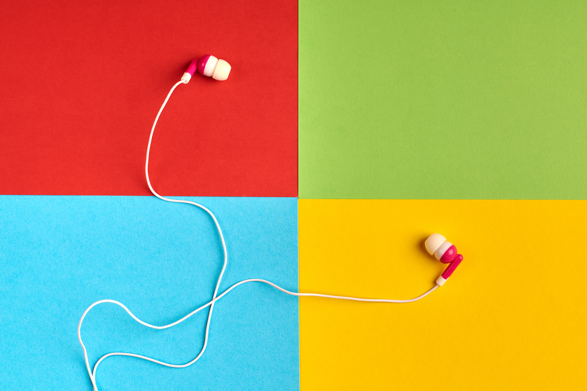 Red, Green, Blue, Yellow Paper Colours. Audio Software Concept