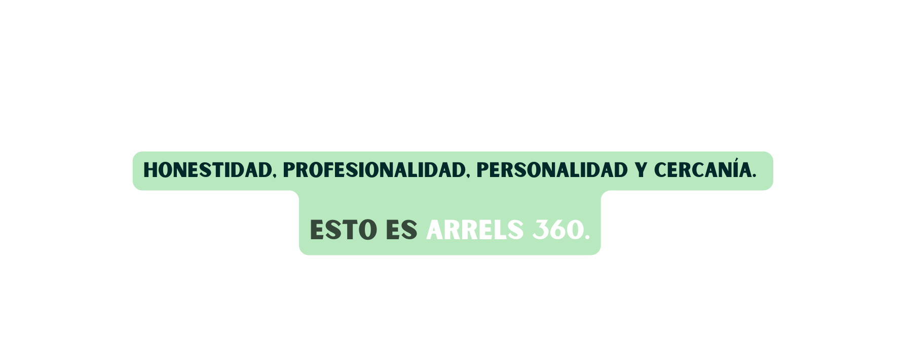 HONESTIDAD PROFESIONALIDAD PERSONALIDAD Y CERCANÍA ESTO ES ARRELS 360