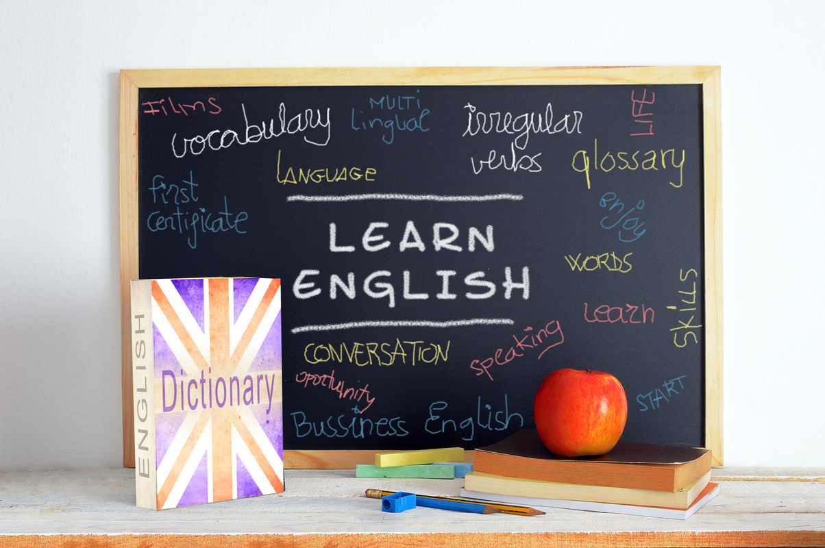Blackboard in an English class.