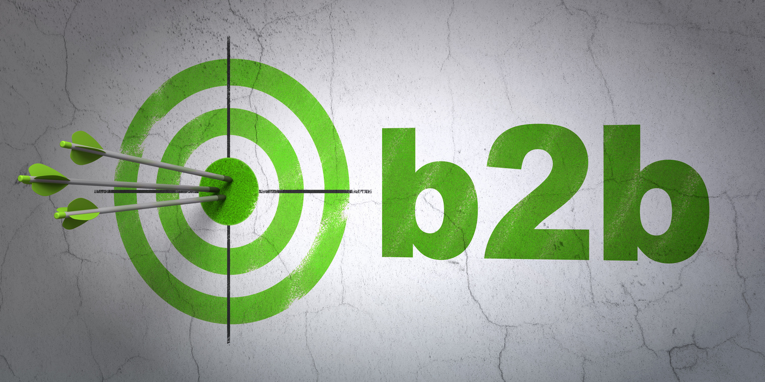 Finance concept: target and B2b on wall background